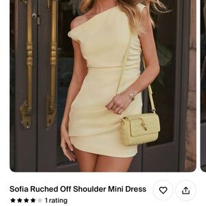 Vici Yellow Asymmetrical Ruched One Shoulder Dress